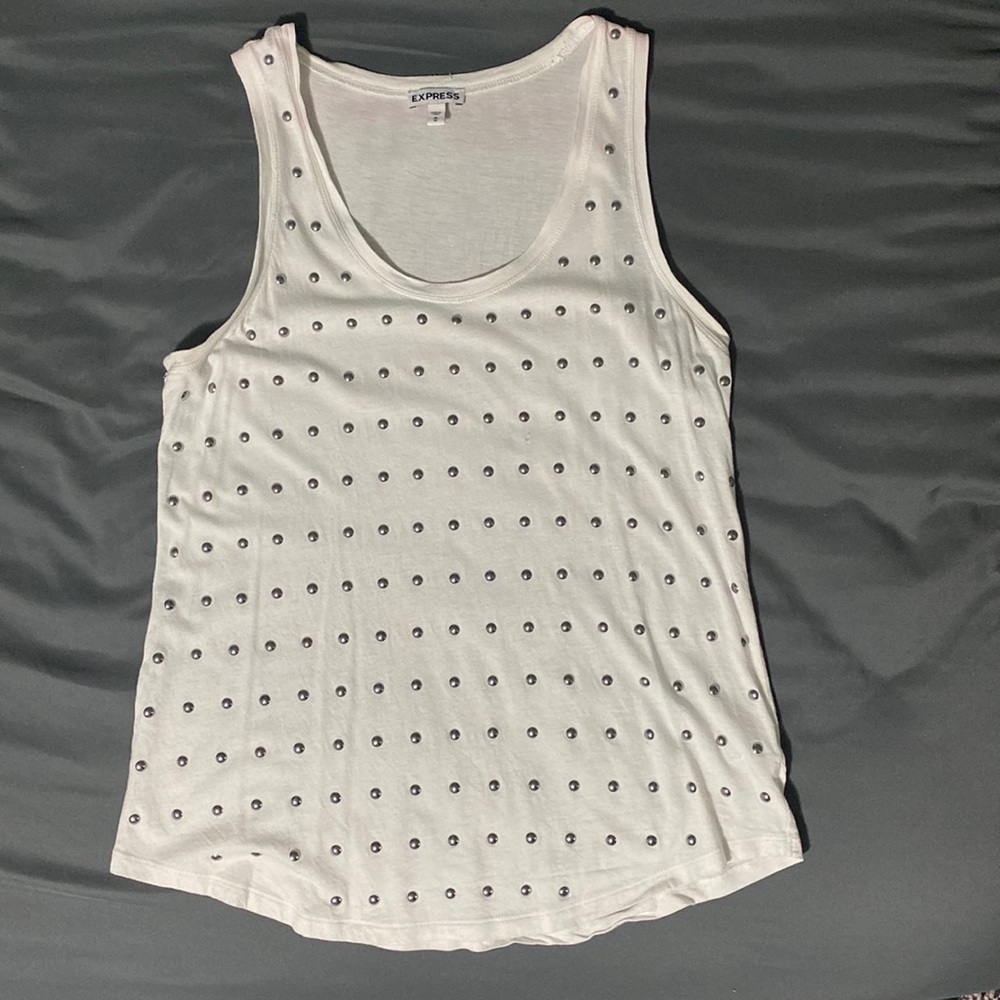Express White Tank with Silver Studs. Size Medium.